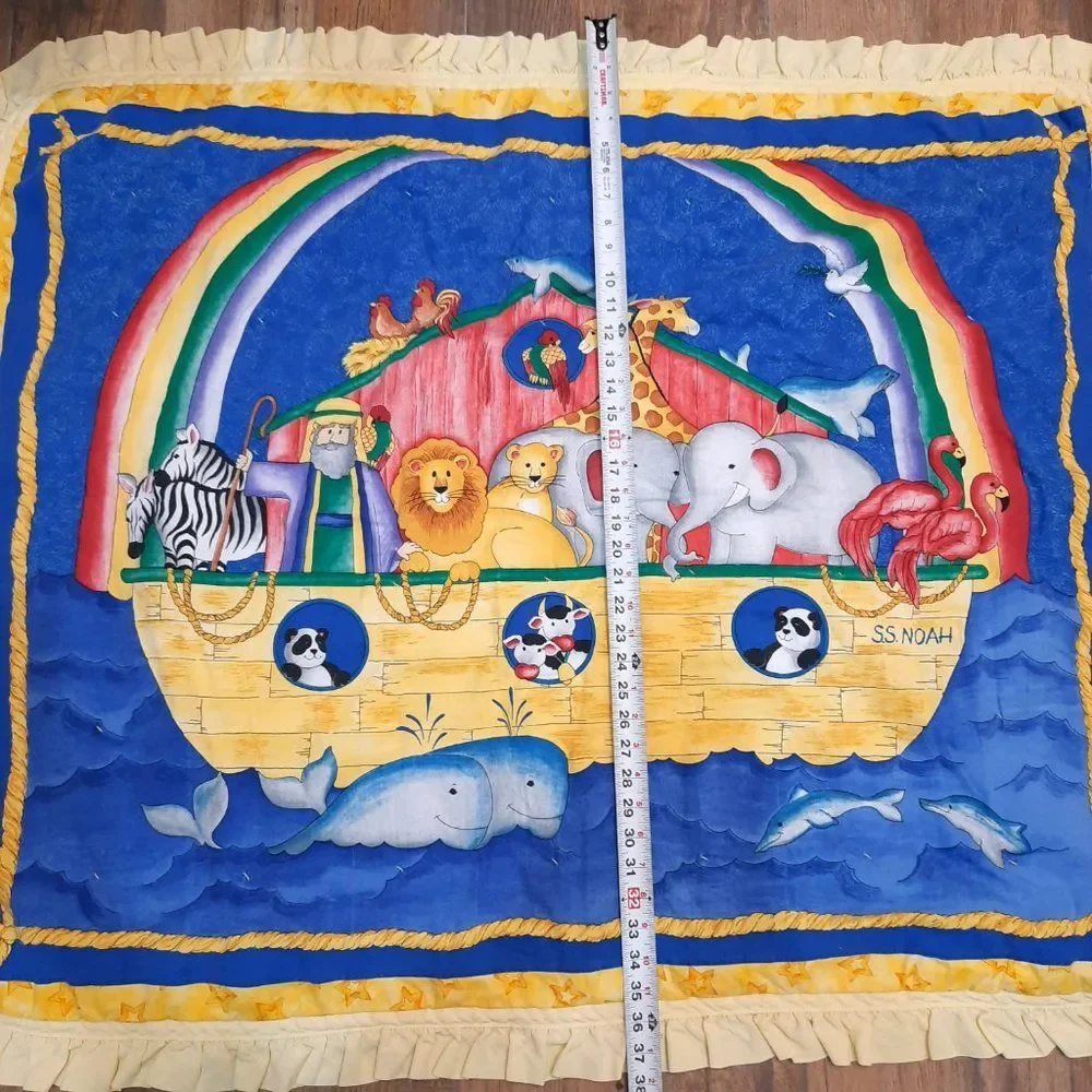 Vintage Noah's Ark baby Quilt Handmade Nursery Bedding‎ Primary colors Patchwork